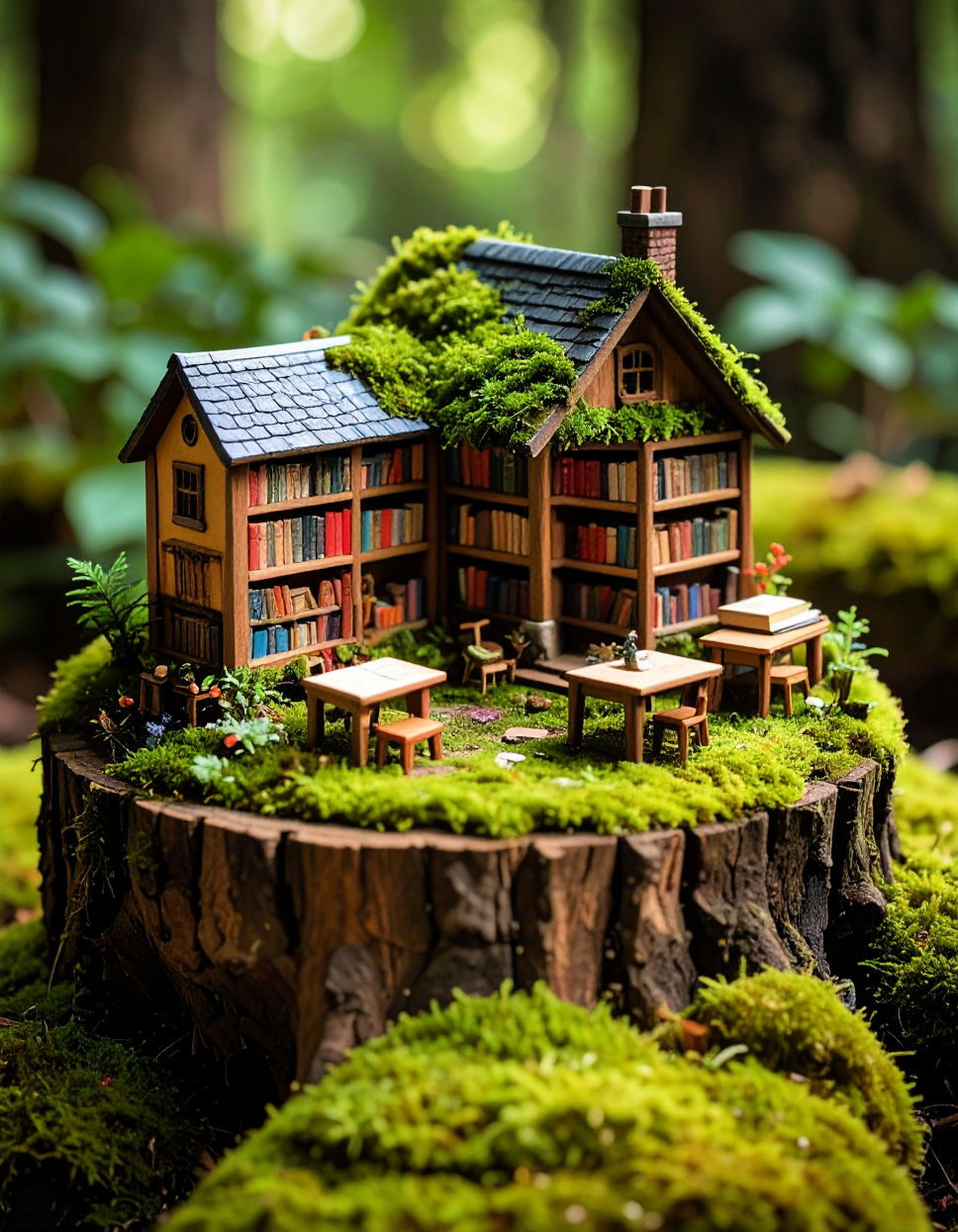 Incorporating a Fairy School or Library Tree Stump Fairy Garden Ideas