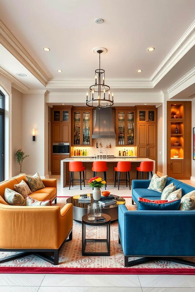 Incorporating a Home Bar or Lounge - 25 Mansion Living Room Ideas
