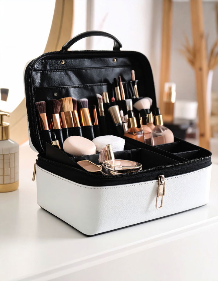 Incorporating a Portable Makeup Organizer for Convenience Vanity Room Ideas