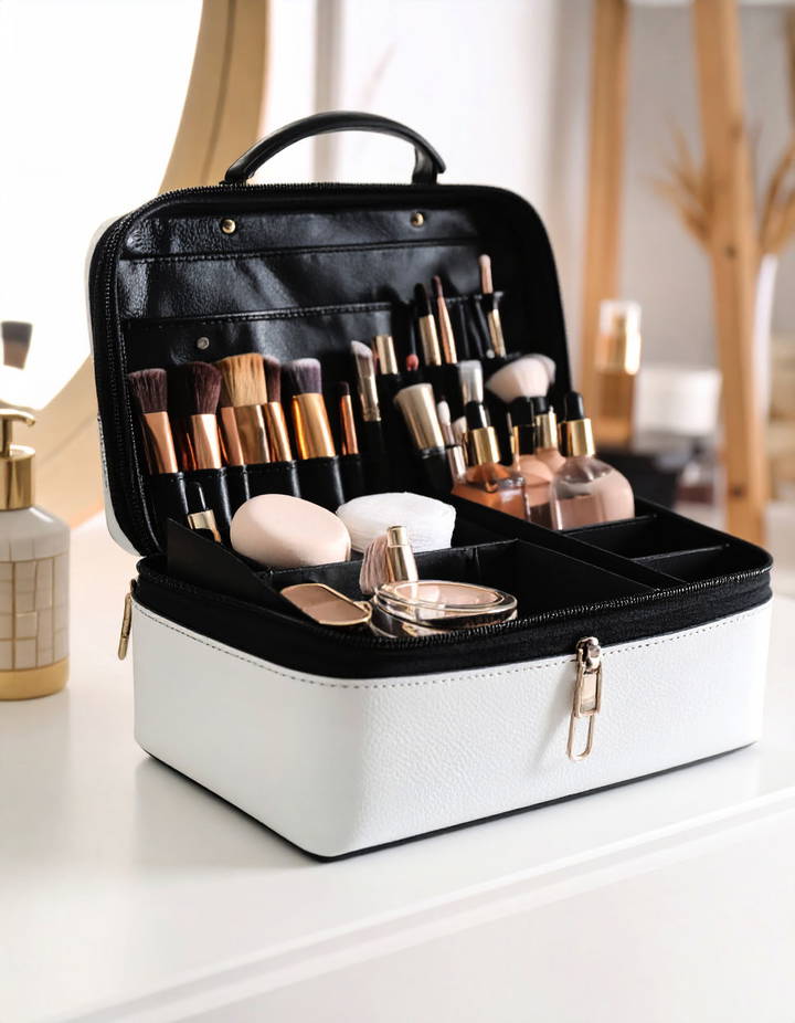 Incorporating a Portable Makeup Organizer for Convenience Vanity Room Ideas