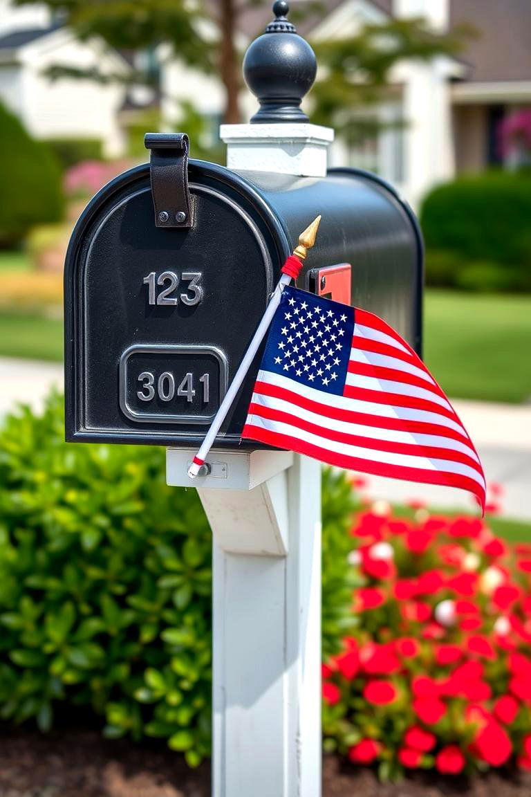 Incorporating a Small Flag or Banner for Patriotism - 25 Mailbox Decor Ideas