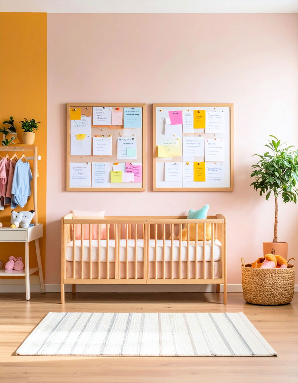 Incorporating a Whiteboard or Bulletin Board for Organization Twin Nursery Ideas