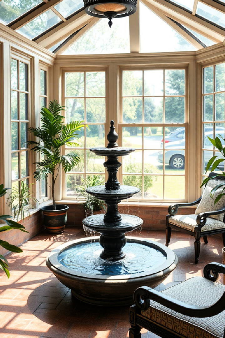 Indoor Water Feature for Relaxation Victorian Sunroom Ideas