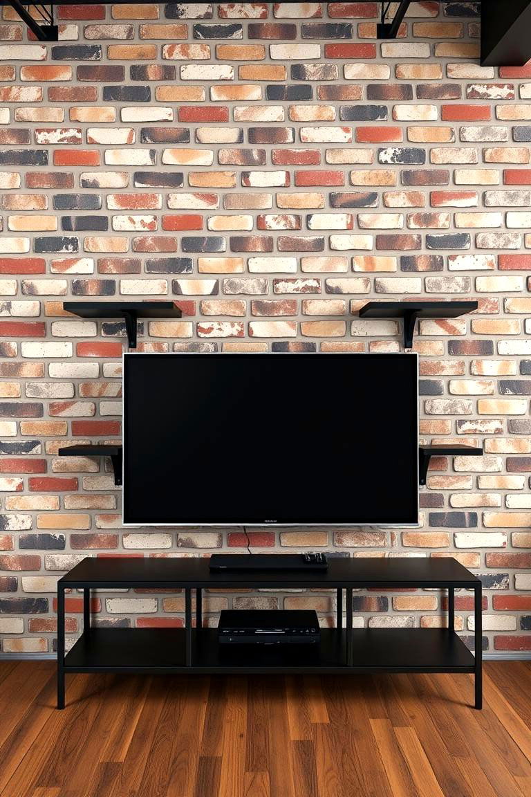 Industrial Brick Wall TV Design - 25 Tv Wall Ideas