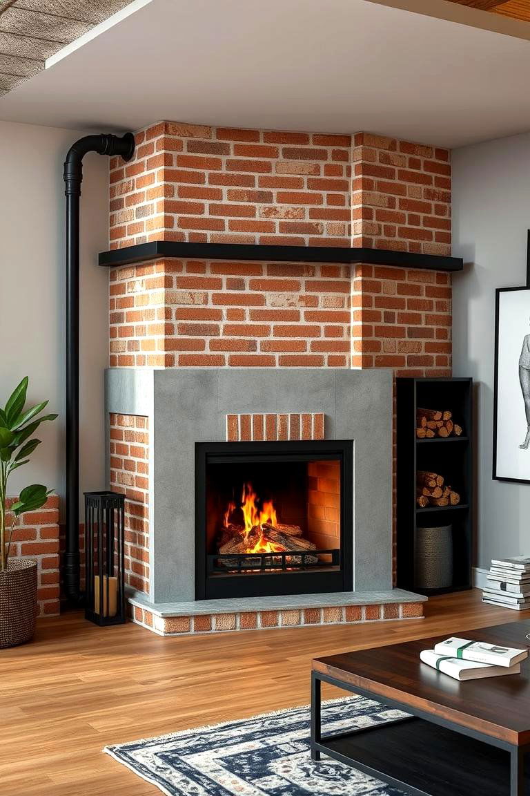 Industrial Corner Fireplace - 25 Corner Fireplace Ideas