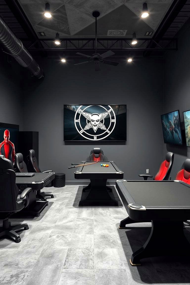 Industrial Gray for a Cool Urban Vibe - 25 Game Room Paint Ideas