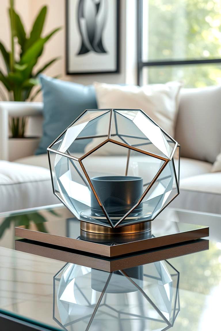 Industrial Inspired Glass and Metal Object - 25 Coffee Table Centerpiece Ideas