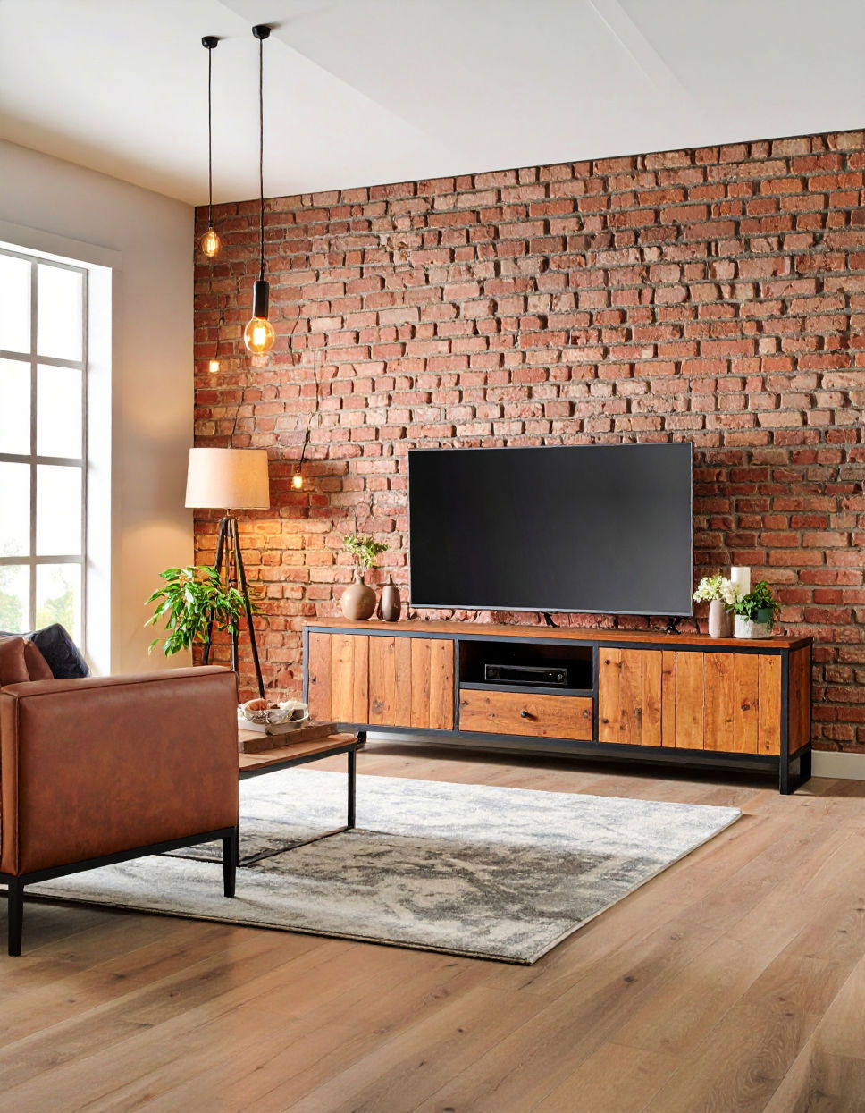 Industrial Style with Exposed Elements Tv Room Ideas
