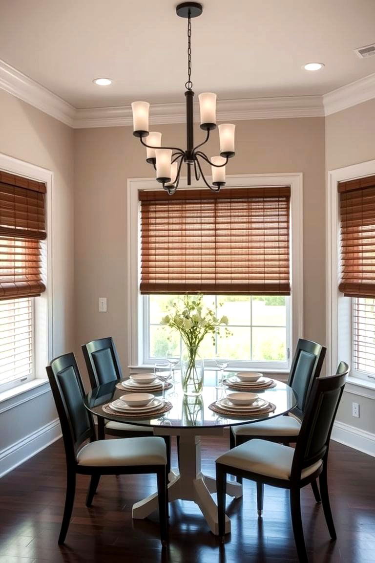 Install Custom Blinds for Privacy and Style - 25 Transitional Dining Room Ideas