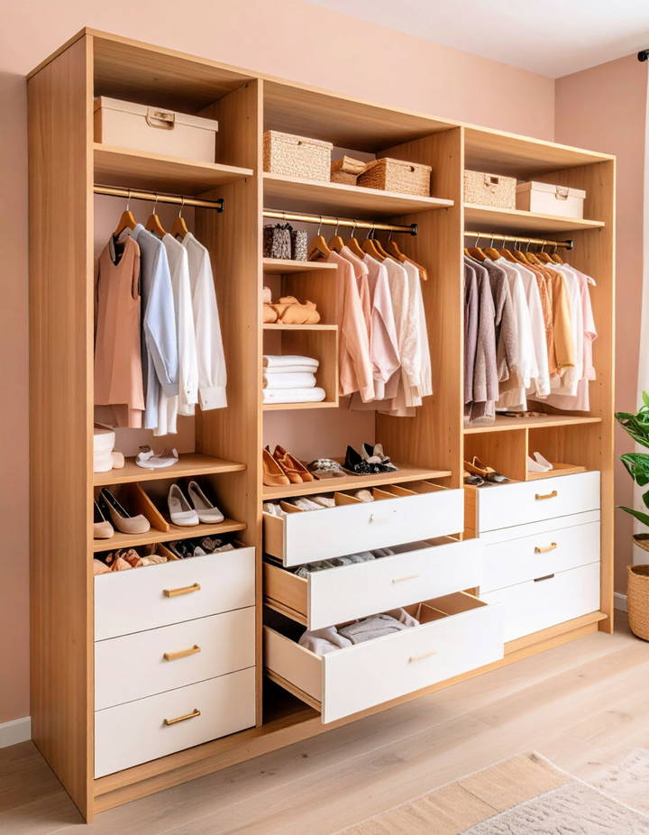 Install Custom Pull Out Drawers for Easy Access Walk in Closet Ideas