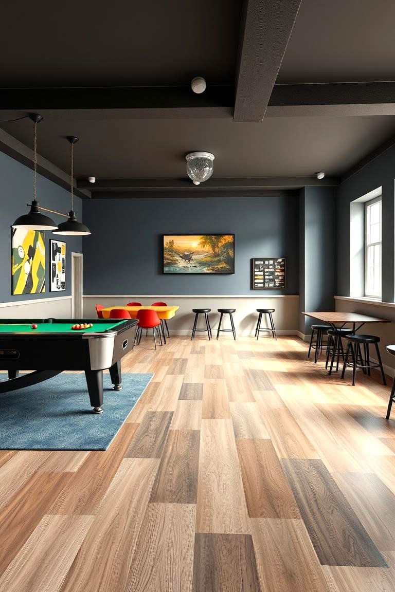 Install Durable Low Maintenance Flooring - 25 Pool Table Room Ideas
