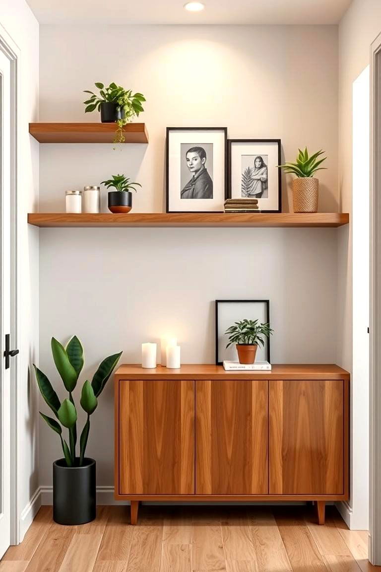 Install Floating Shelves - 25 Foyer Decor Ideas