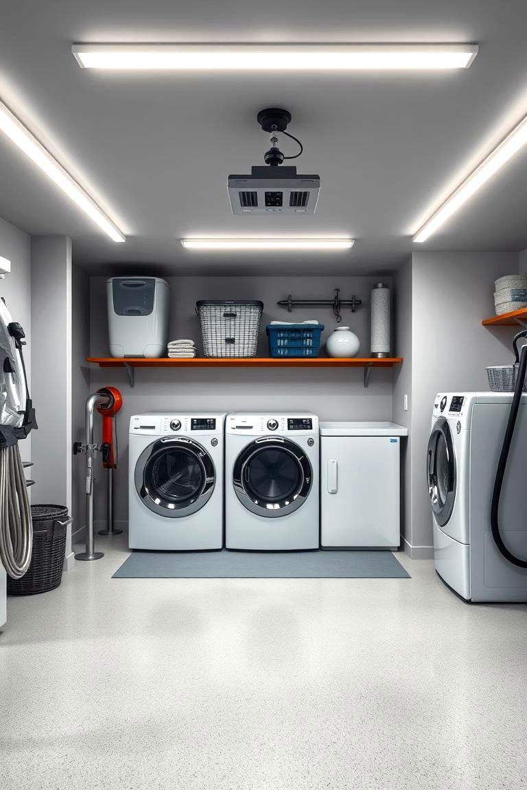 Install LED Lighting for Brightness - 25 Garage Laundry Room Ideas