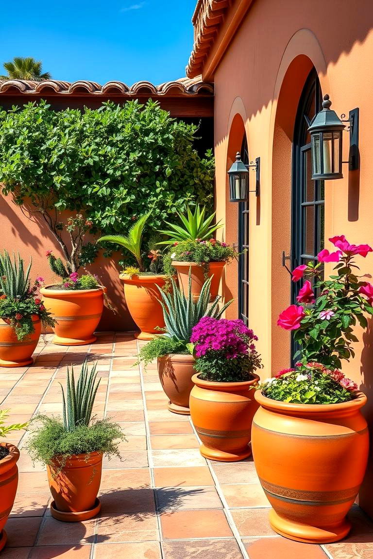 Install Mediterranean Style Planters - 25 spanish style patio ideas