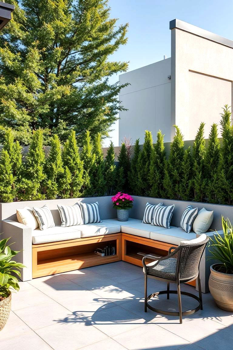 Install a Built in Bench - 25 Corner Patio Ideas