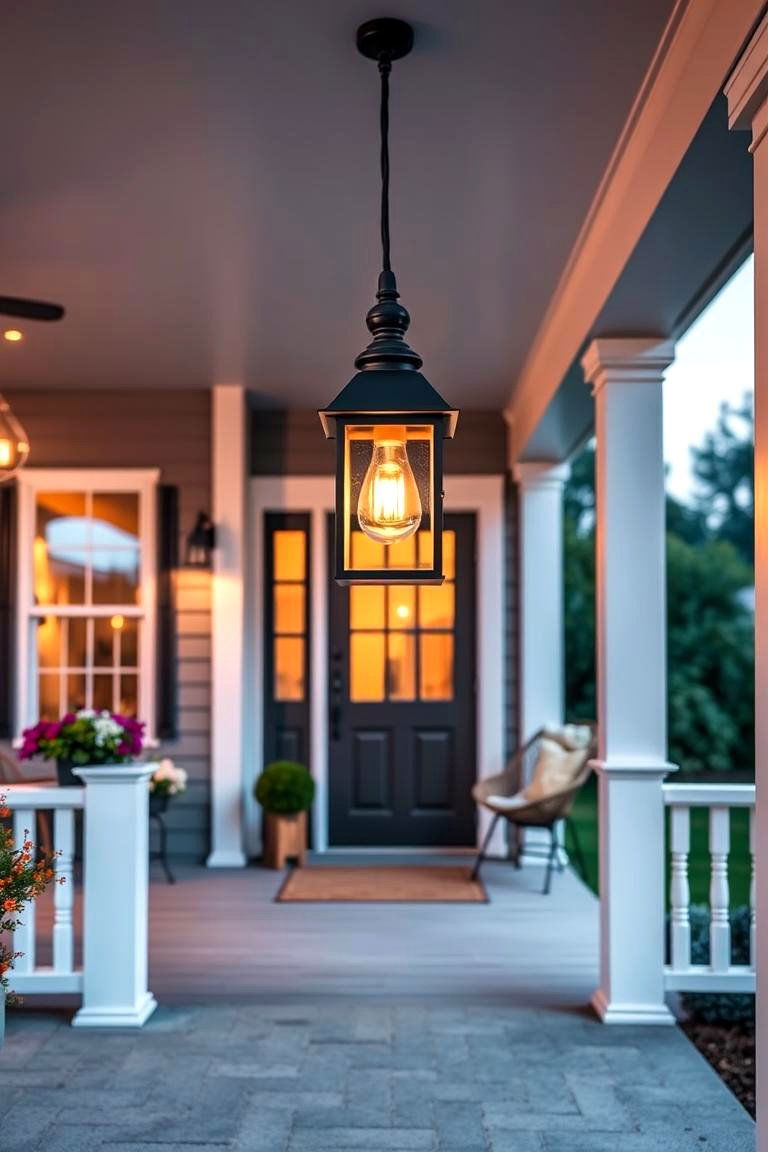 Install a Classic Porch Light for Evening Warmth - 25 Farmhouse Porch Ideas