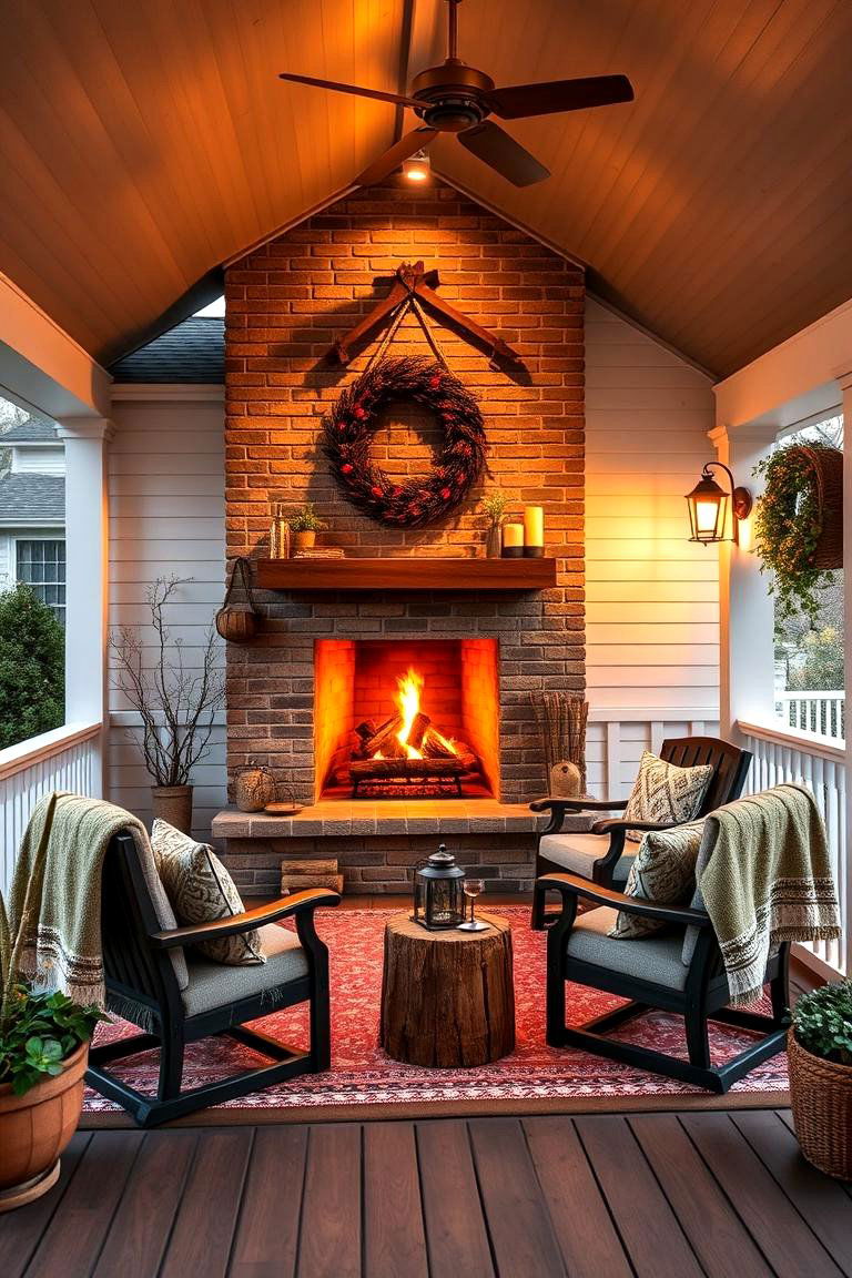 Install a Fireplace for Cozy Nights - 25 Farmhouse Porch Ideas