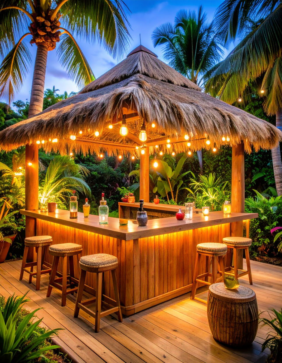 Install a Tiki Bar for an Island Vibe Tropical Patio Ideas