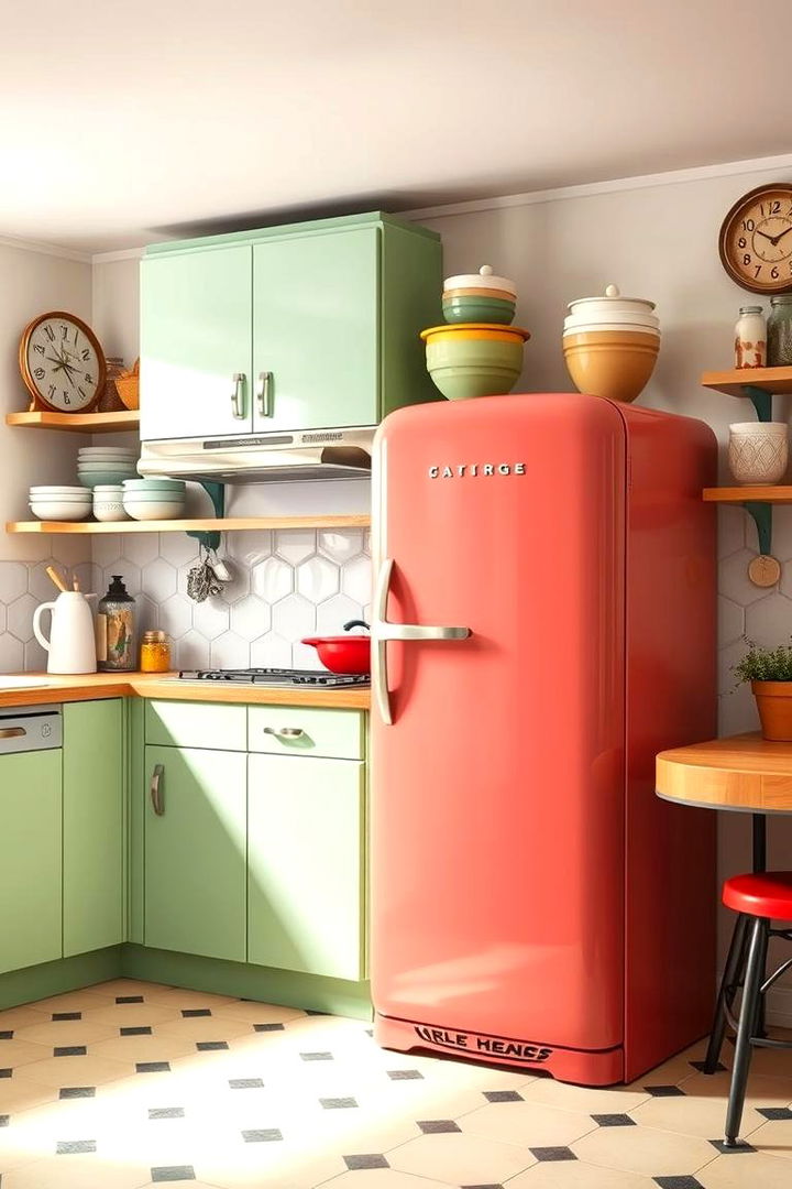 Install a Vintage Style Refrigerator - 25 Vintage Kitchen Ideas