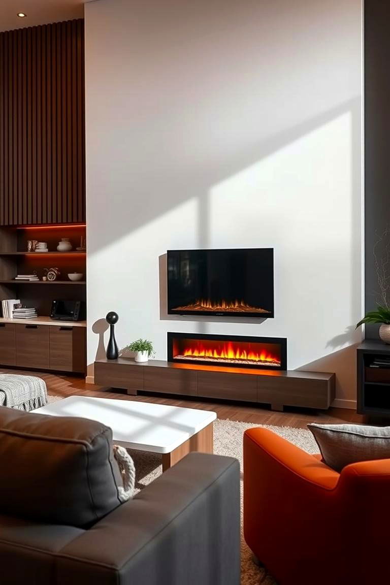 Install a Wall Mounted Electric Fireplace Under the TV - 25 Tv Over Fireplace Ideas