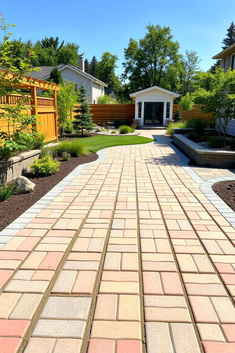 Installing Extensive Permeable Pavers for Pathways - 25 Large Backyard Landscaping Ideas