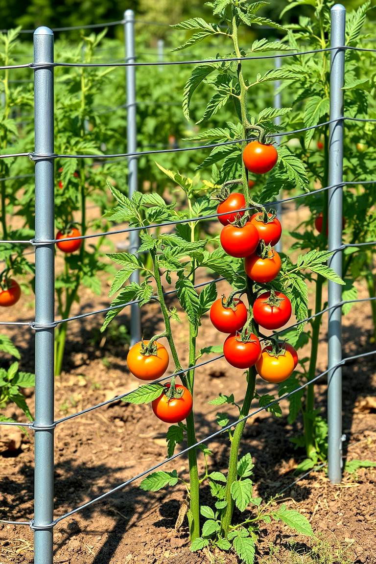 Installing a T Post and Wire Trellis for Field Growing - 25 Tomato Trellis Ideas