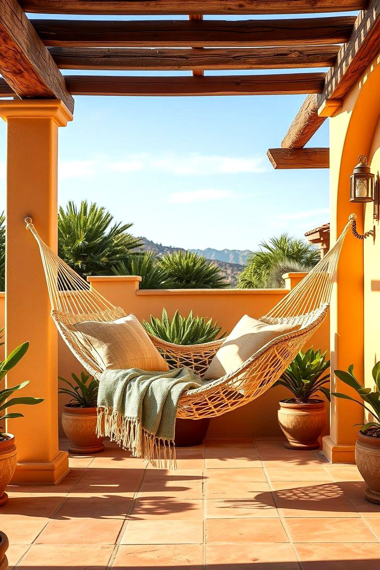 Integrate a Hammock for Relaxation - 25 spanish style patio ideas