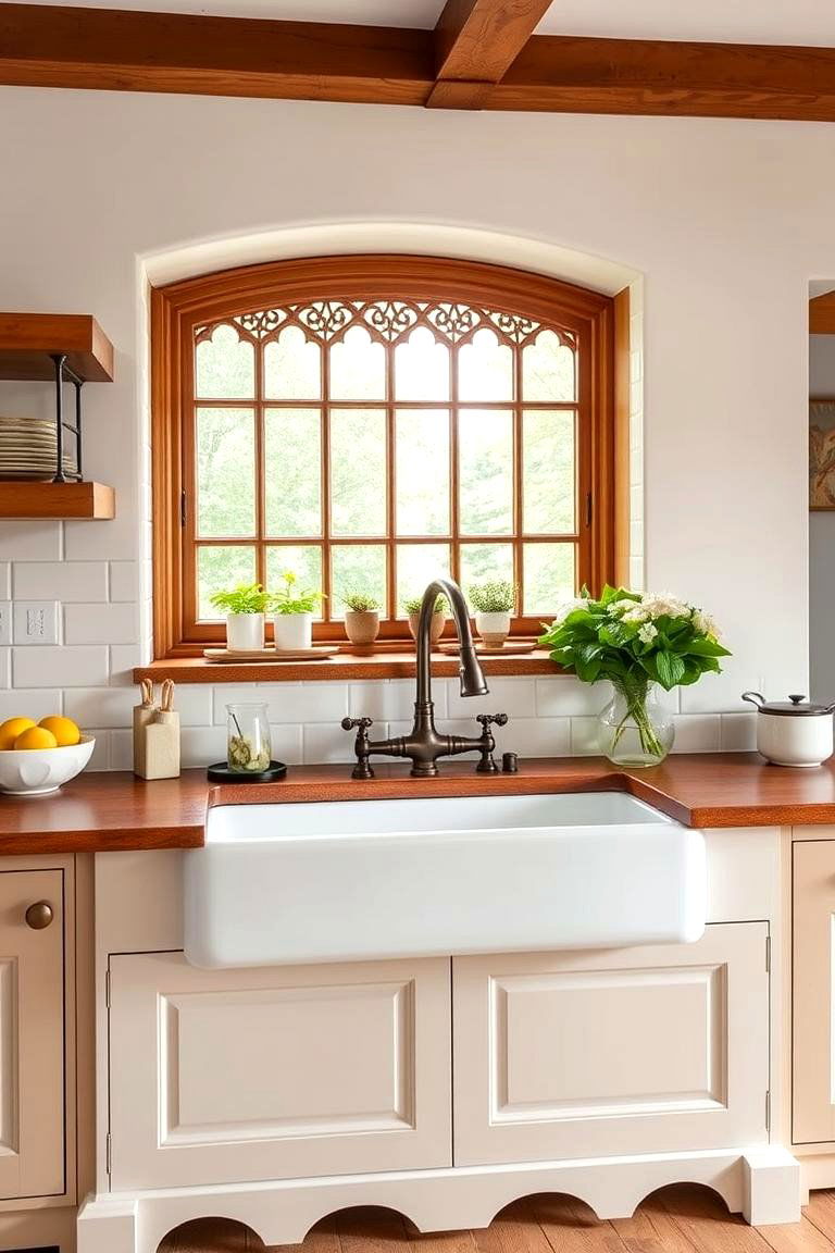 Integrate a Large Farmhouse Sink - 25 Tudor Kitchen Ideas