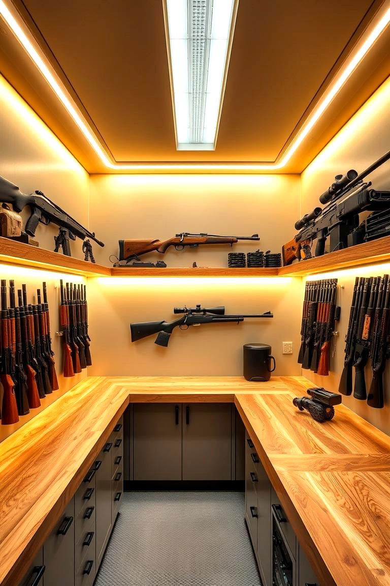 Integrated Lighting for Visibility - 25 Man Cave Gun Room Ideas