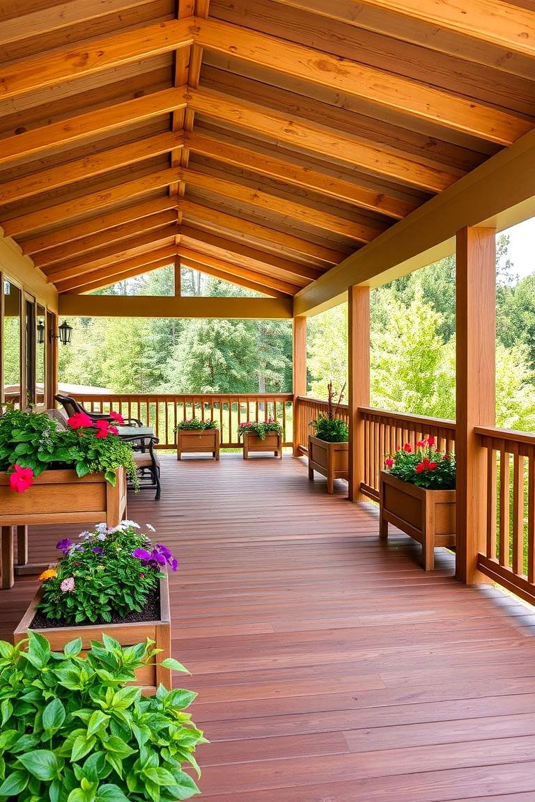 Integrated Planters for Natural Beauty - 25 Covered Deck Ideas