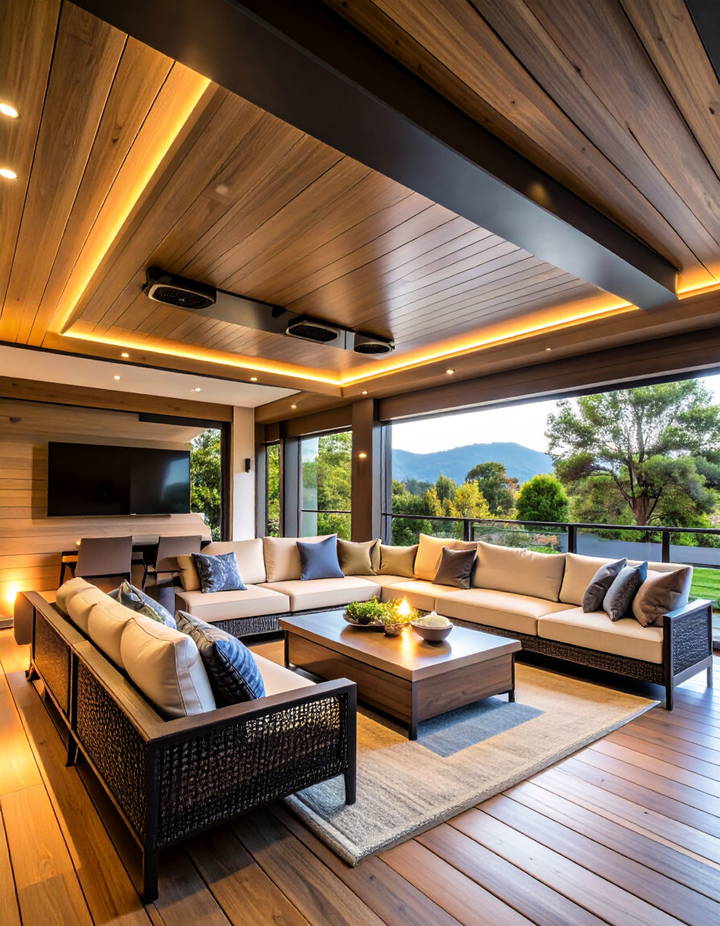 Integrated Speakers in Vinyl Ceilings for Outdoor Entertainment Vinyl Porch Ceiling Ideas