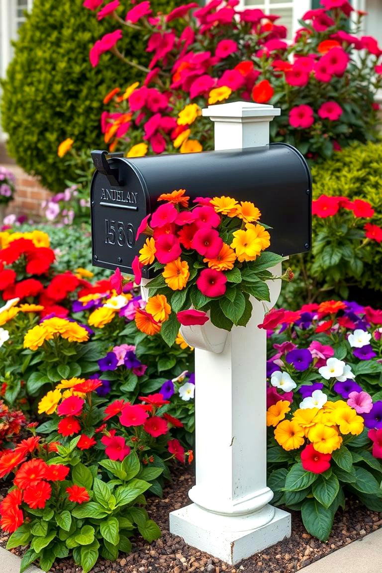 Integrating Annuals for Seasonal Color - 25 Mailbox Landscaping Ideas