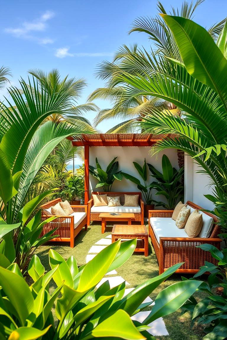 Integrating Outdoor Seating Nooks - 25 Tropical Landscape Ideas