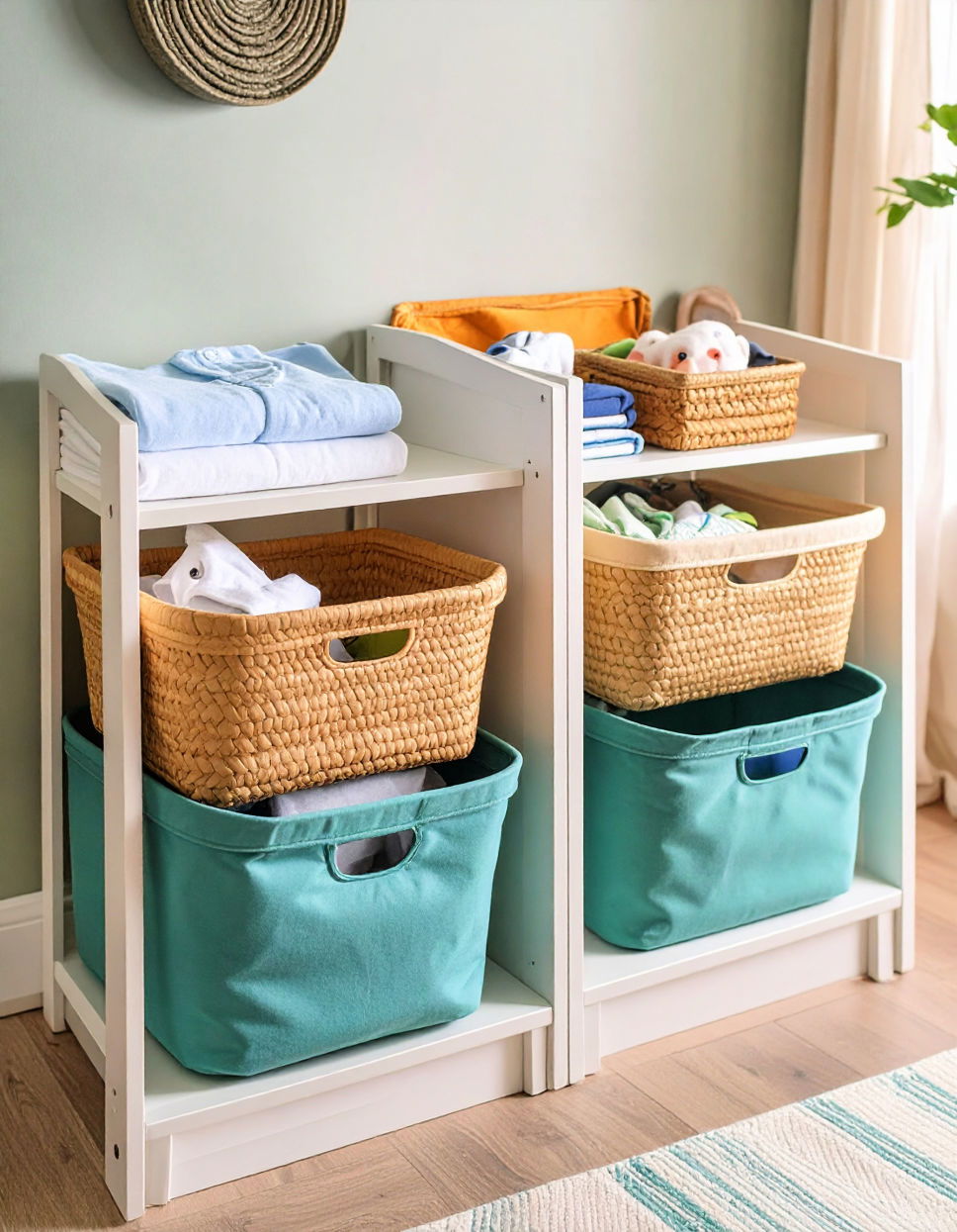 Integrating Smart Storage Bins and Baskets Twin Nursery Ideas