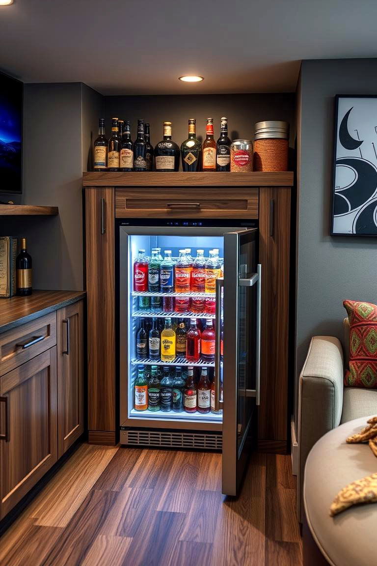 Integrating a Beverage Cooler or Mini Fridge - 25 Man Cave Ideas