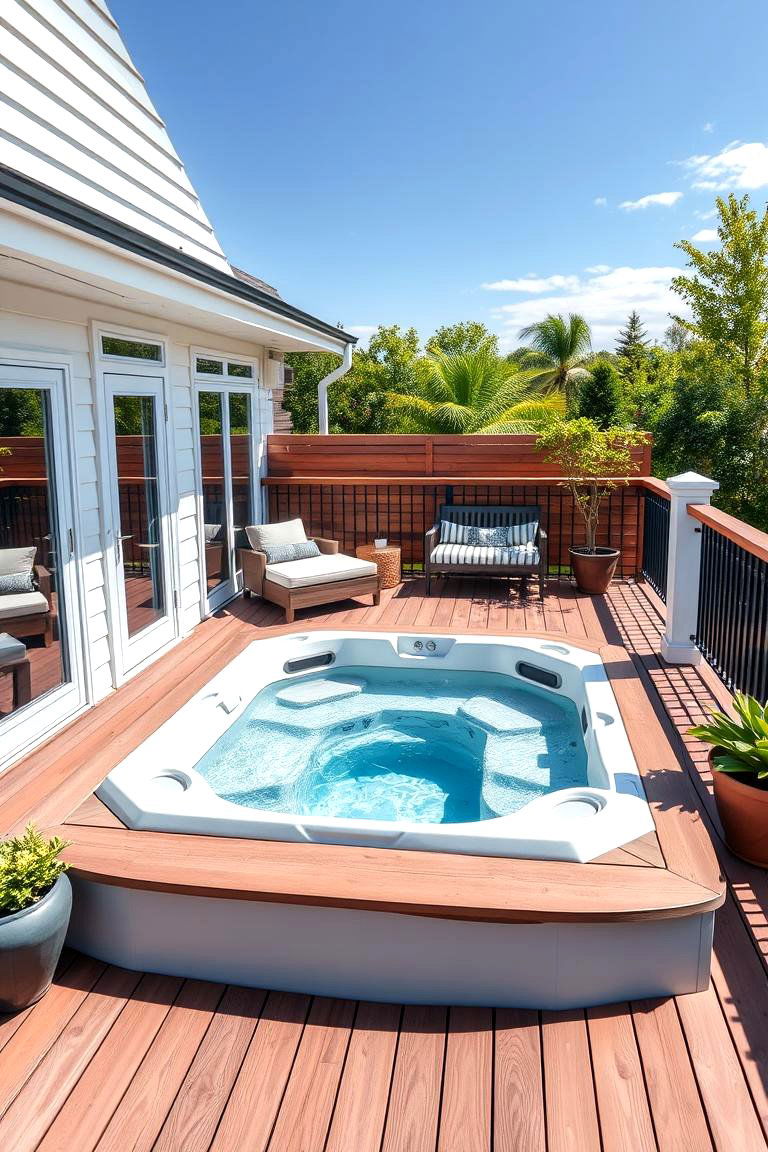 Integrating a Hot Tub into Your Deck Design - 25 Deck Steps Ideas