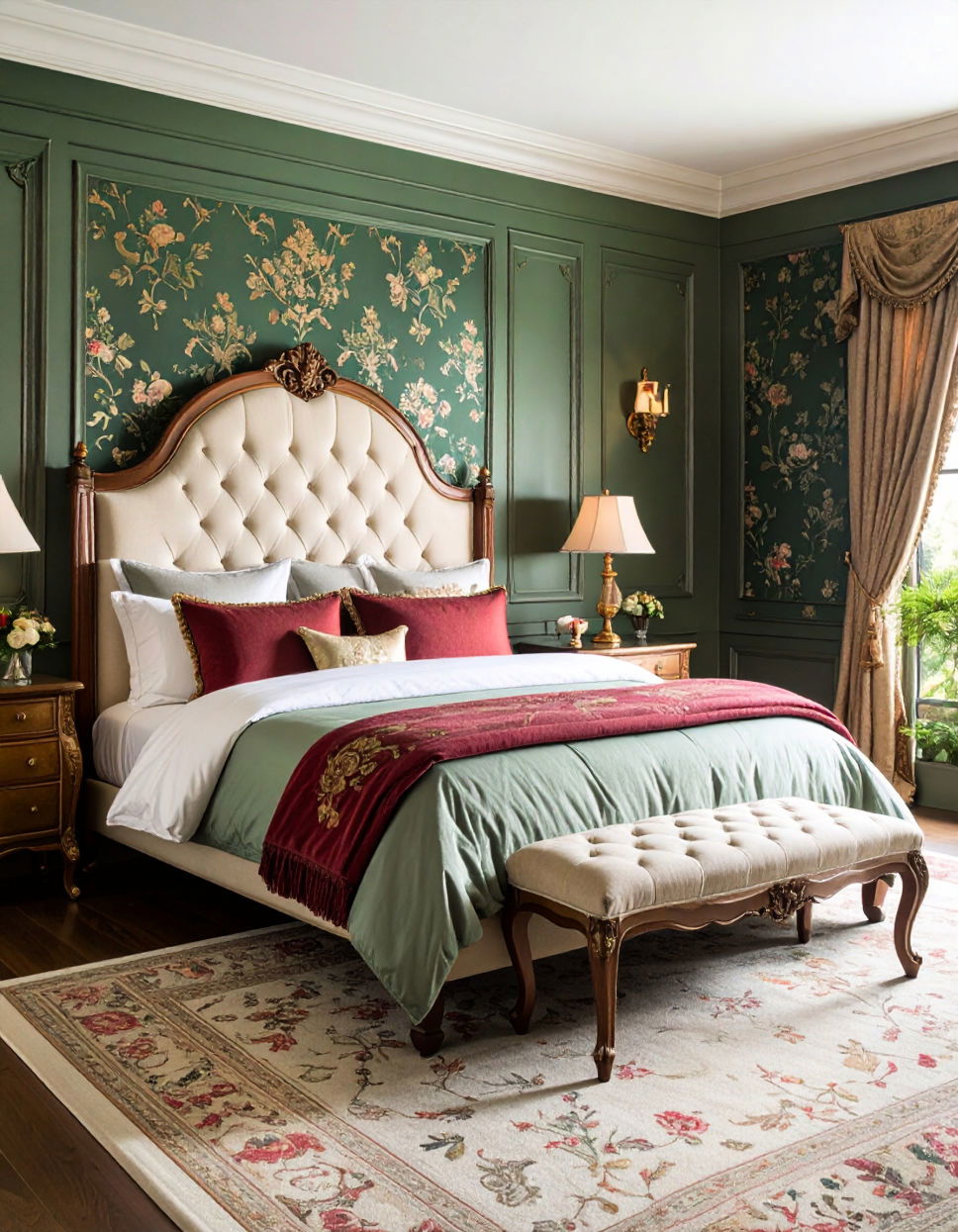 Intricate Wallpaper for Old World Charm Victorian Bedroom Ideas