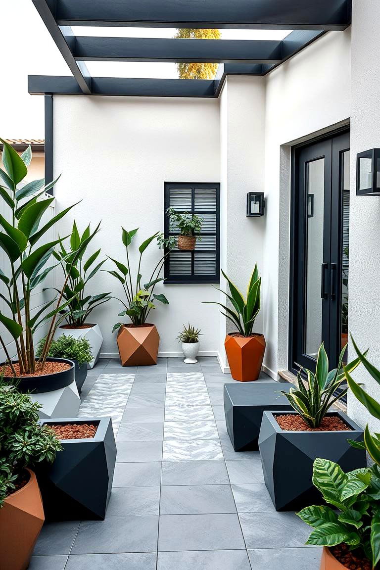 Introduce Geometric Design Elements - 25 Corner Patio Ideas