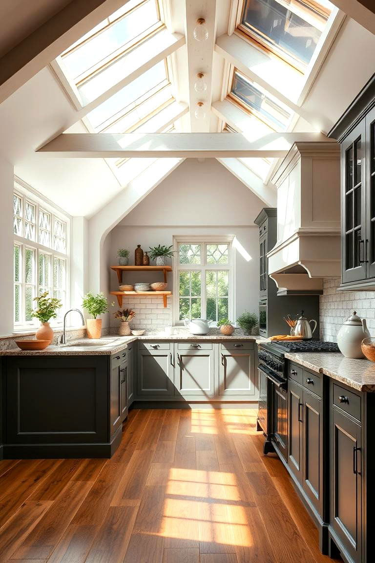 Introduce Natural Light with Skylights - 25 Tudor Kitchen Ideas