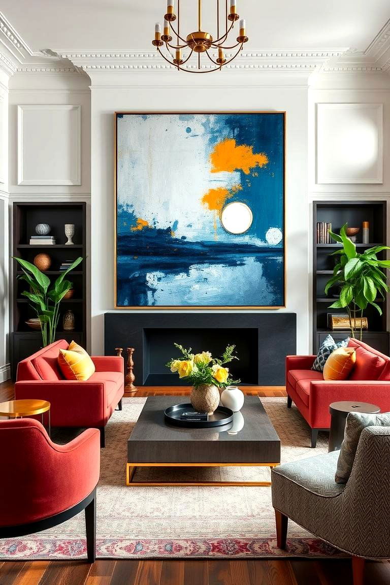Introduce Statement Art Pieces for Drama - 25 Townhouse Interior Design Ideas
