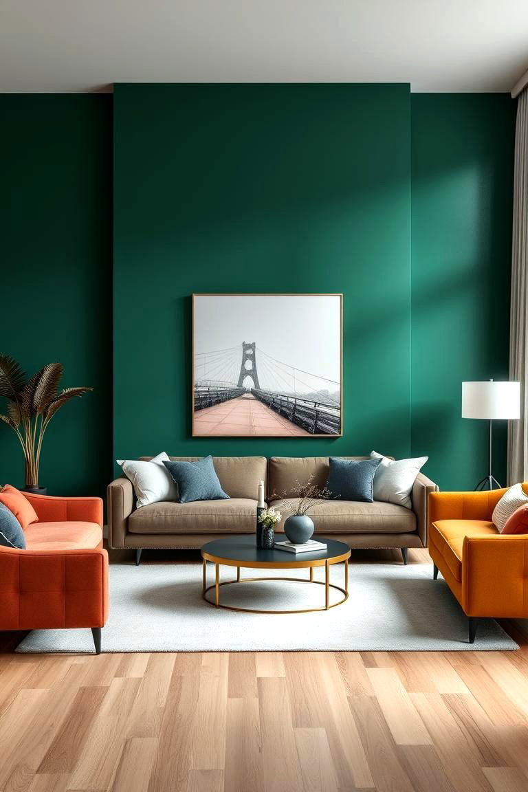 Introduce a Feature Wall - 25 Forest Green Living Room Ideas