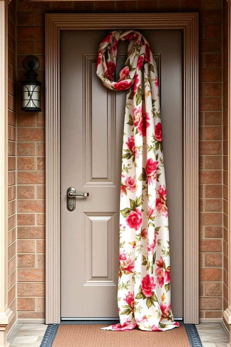Introduce a Floral Door Scarf - 25 Spring Front Door Decor Ideas