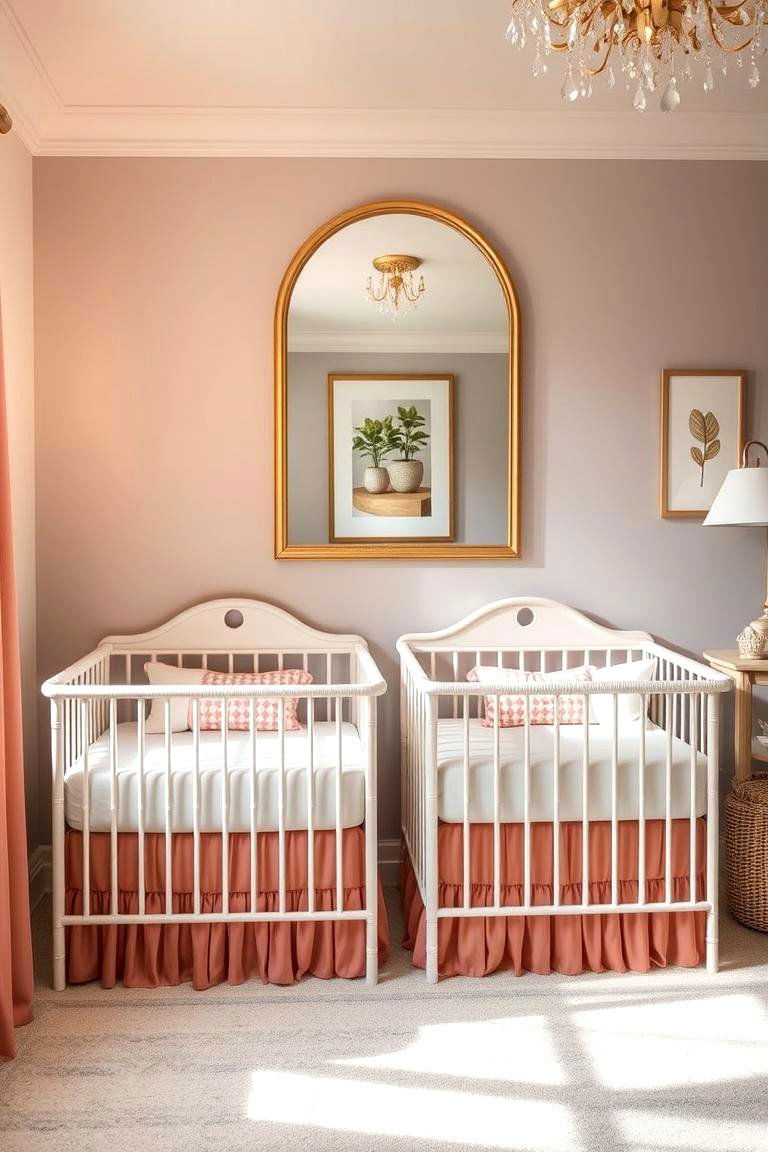 Introducing Mirrored Accents for Brightness and Space - 25 Twin Nursery Ideas