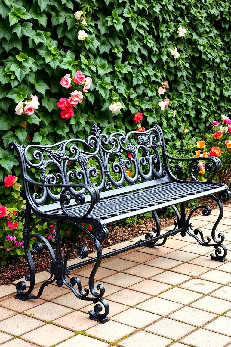Iron Bench for Vintage Vibes - 25 Garden Bench Ideas