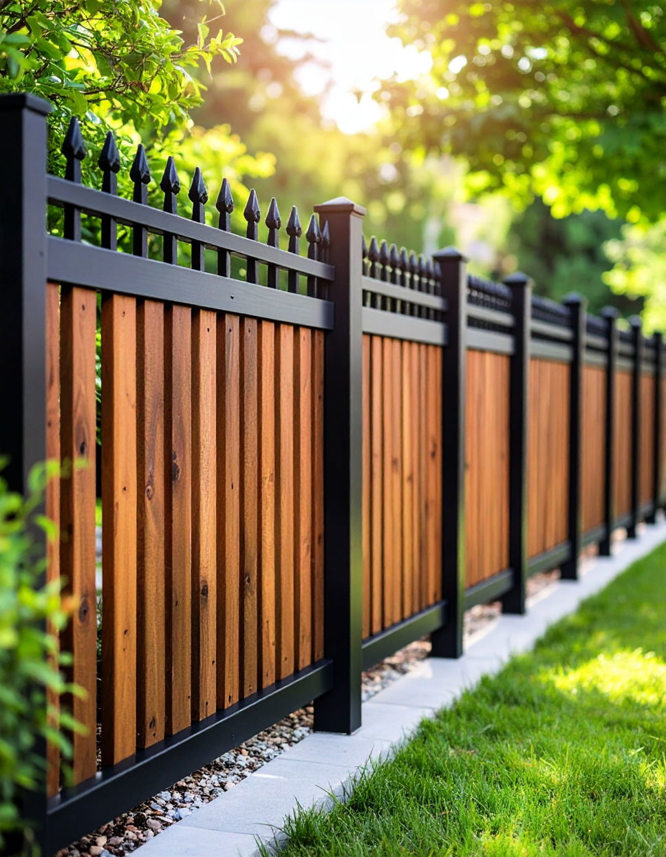 Iron and Wood Combo Fence
