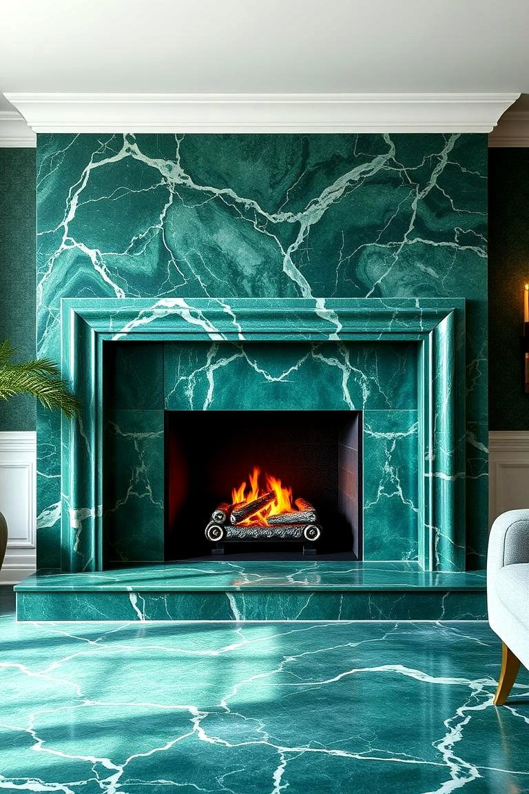 Jade Green Marble Fireplace Surround - 25 Green Fireplace Ideas
