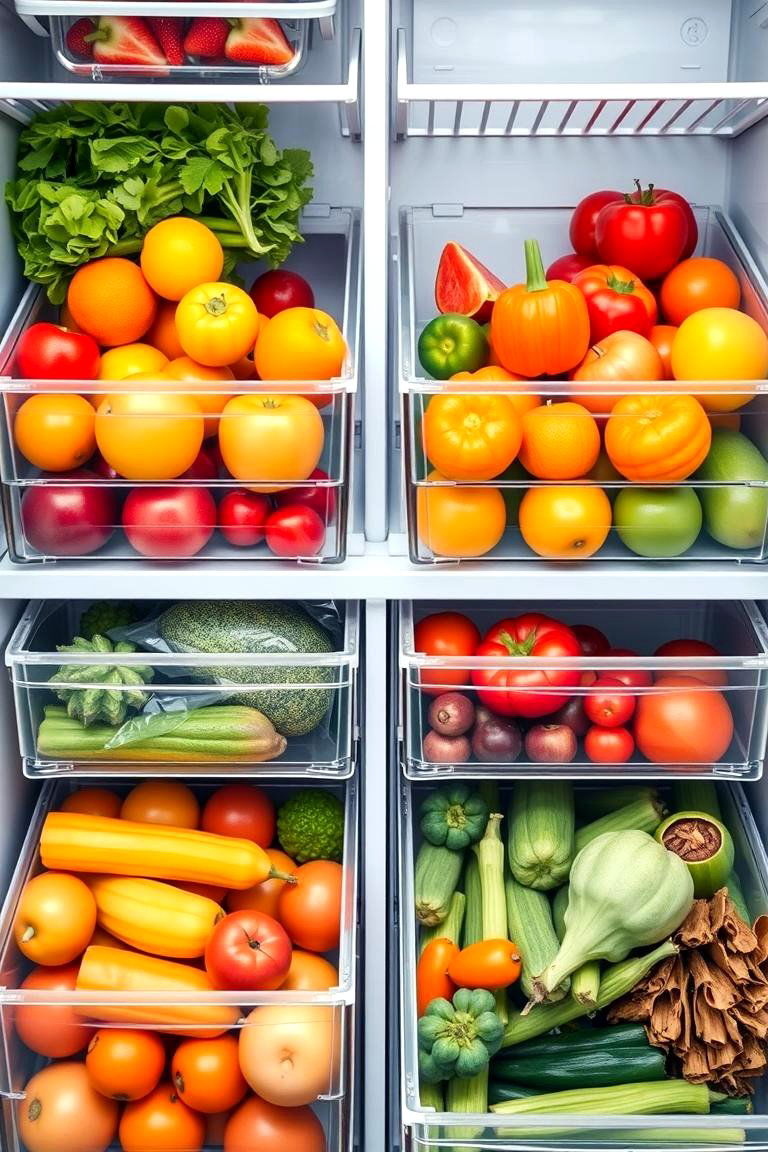 Keep Fresh Produce in Separate Drawers - 25 Fridge Organization Ideas
