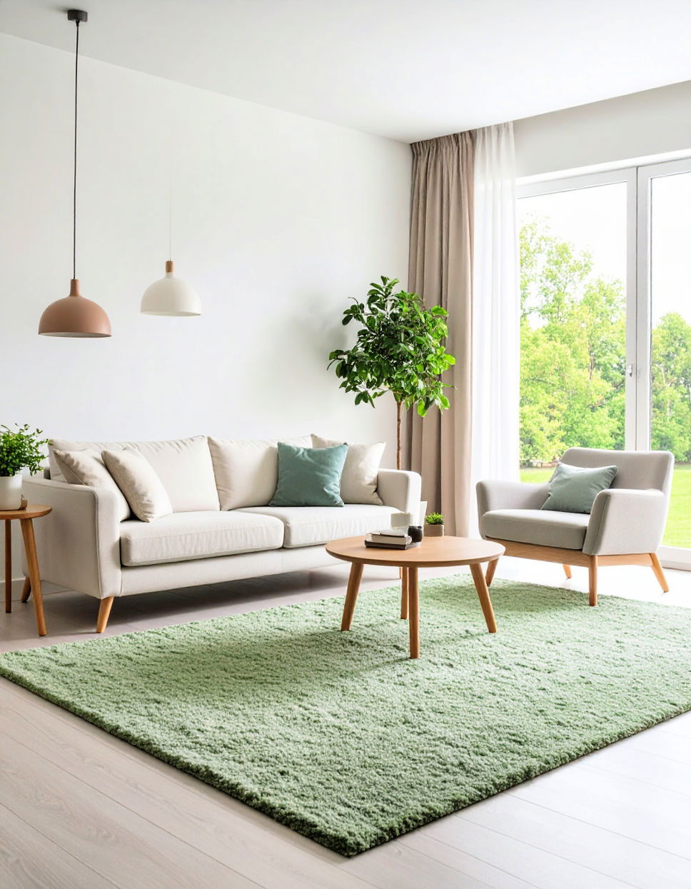 Keep It Minimal with Light Green Carpets