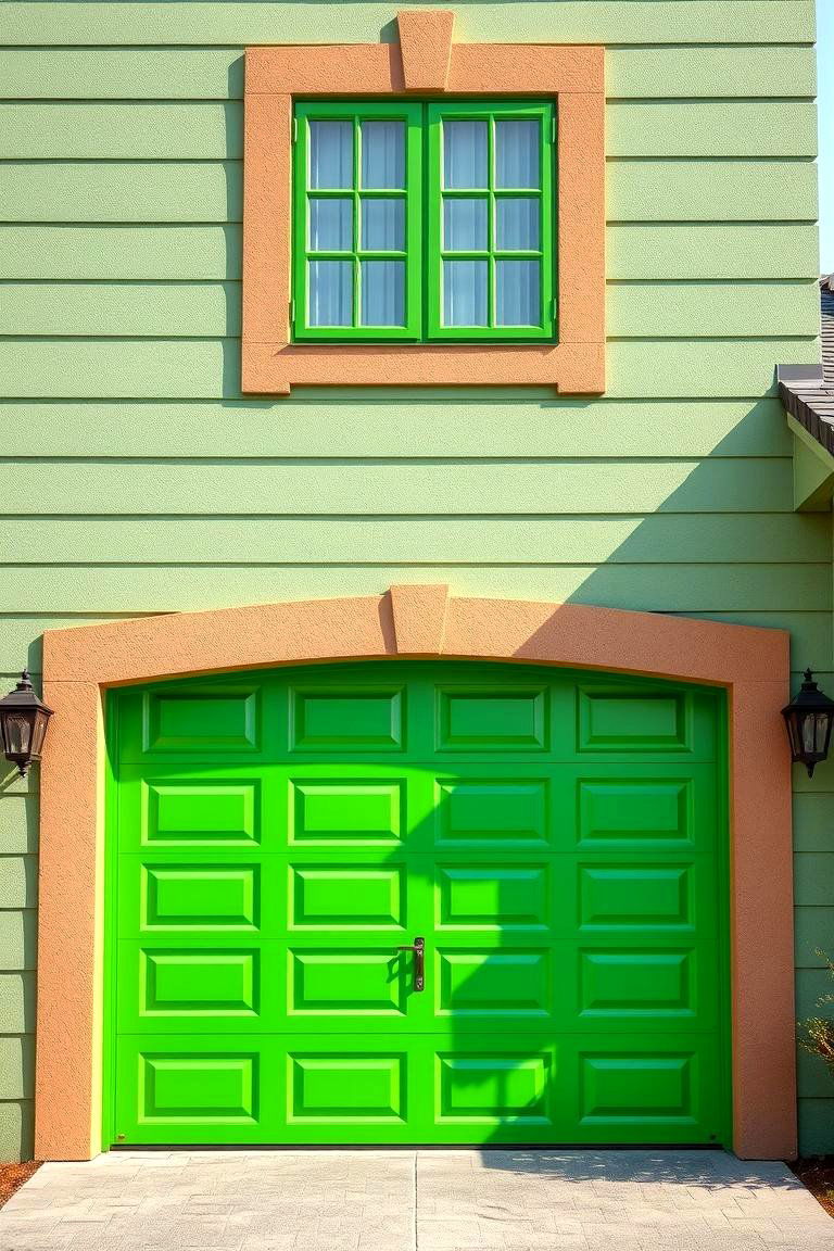 Kelly Green for a Vibrant Eye Catching Finish - 25 Green Garage Door Ideas