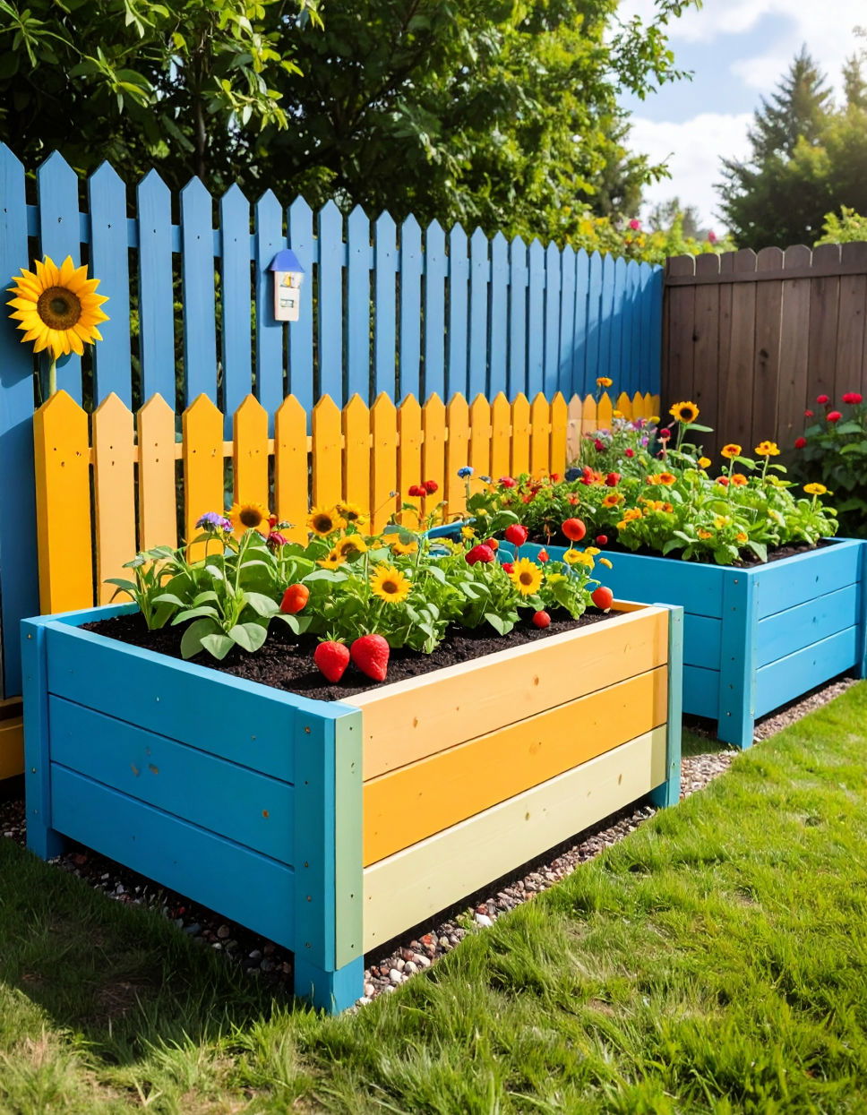 Kids’ Garden Beds with Colorful Borders